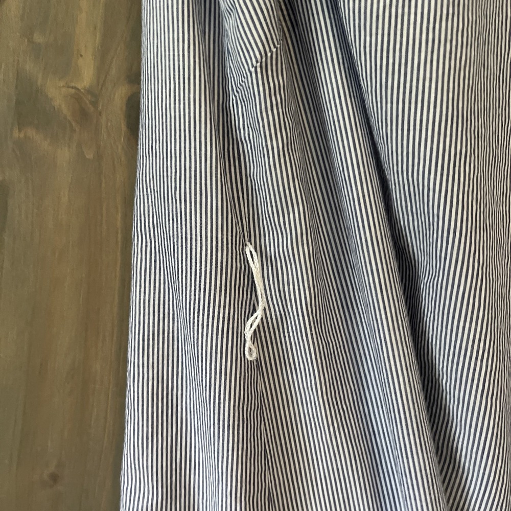Ralph Lauren Dress Women's Size 12 Blue White Stripe Flutter Sleeve Eyelet Lined - Picture 6 of 16